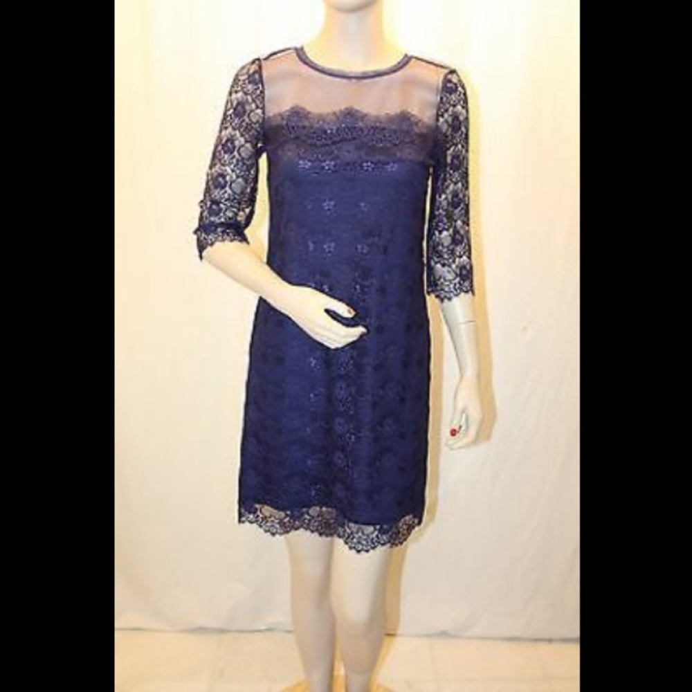 EUC Navy lace dress Max & Cleo sz 4